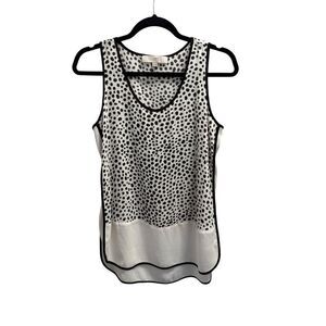 LOFT animal print black white tank blouse size small